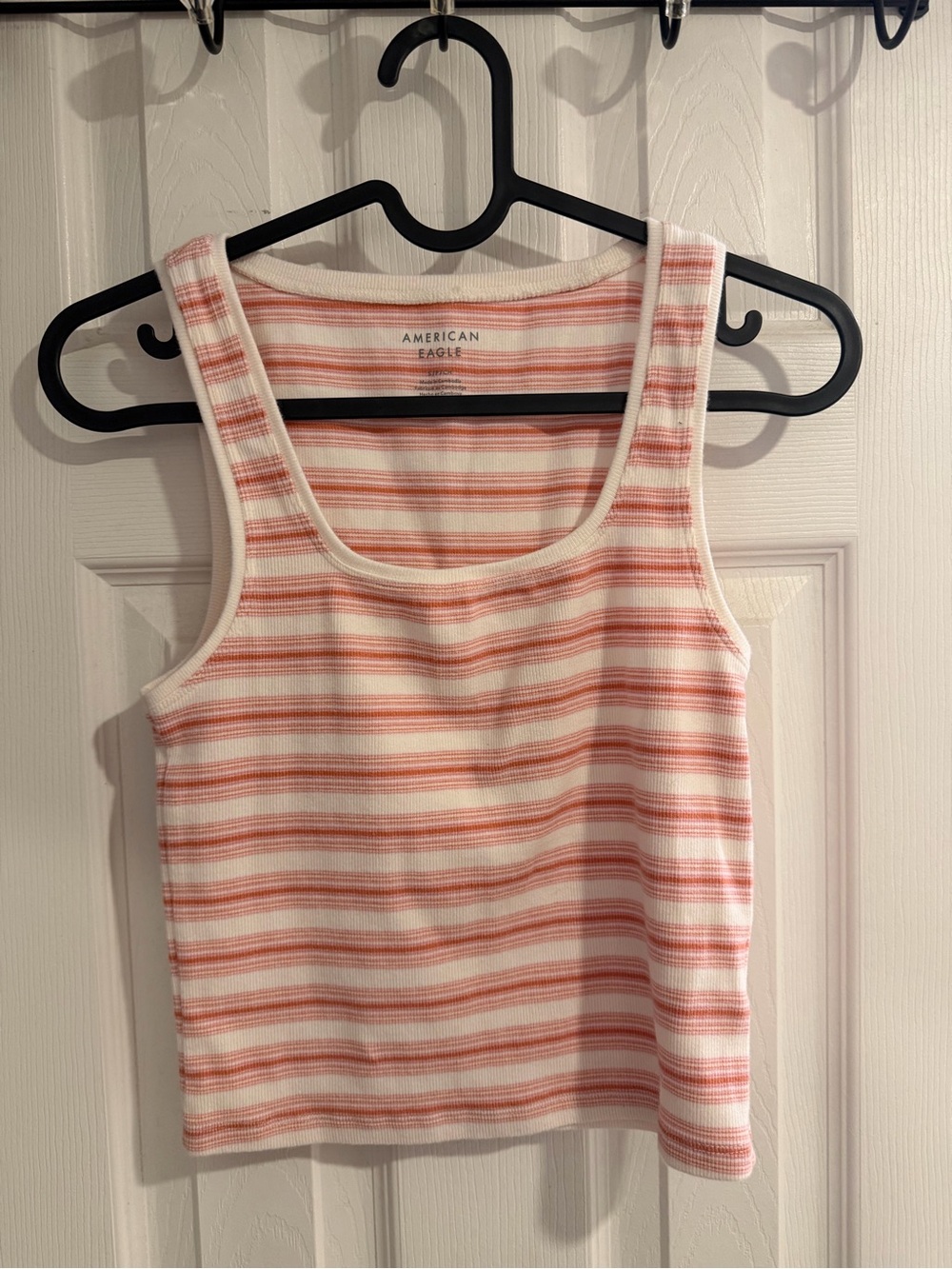 American Eagle Outfitters Coral and White Striped Ribbed Tank - Picture 3 of 6
